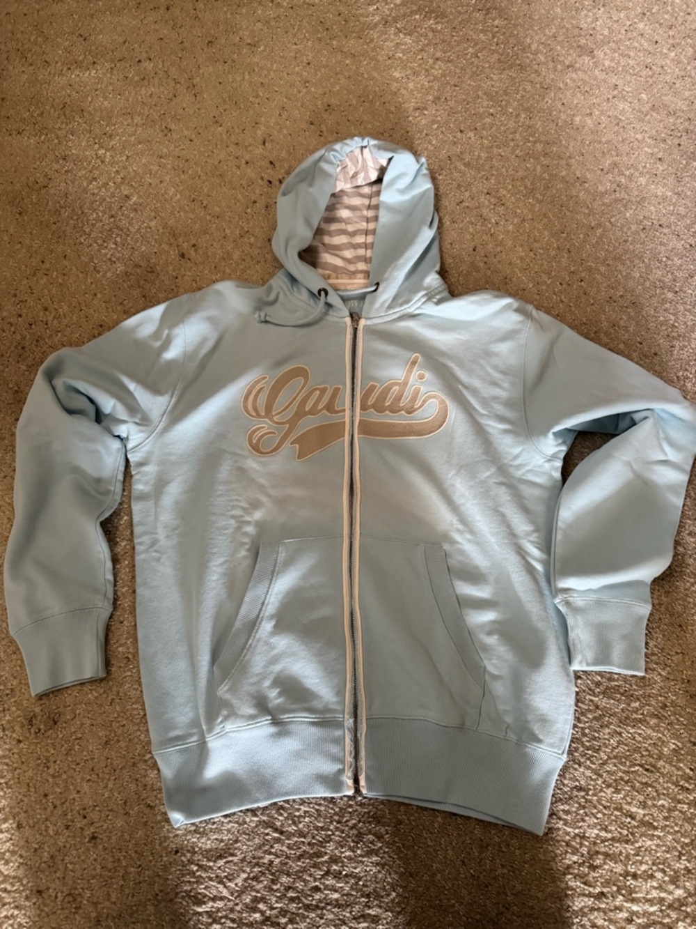 Gaudi' Light Blue Zip-Up Hoodie Jacket